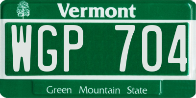 VT license plate WGP704