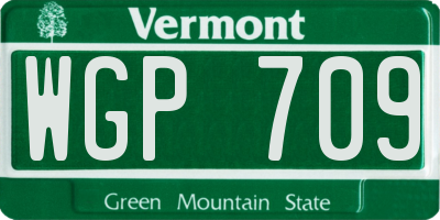 VT license plate WGP709