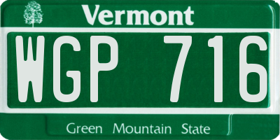 VT license plate WGP716