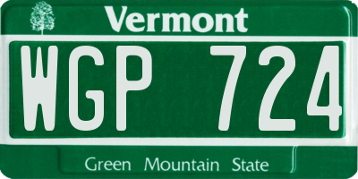 VT license plate WGP724