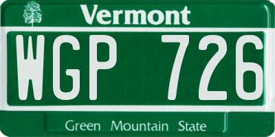 VT license plate WGP726