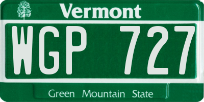 VT license plate WGP727