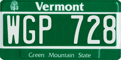VT license plate WGP728