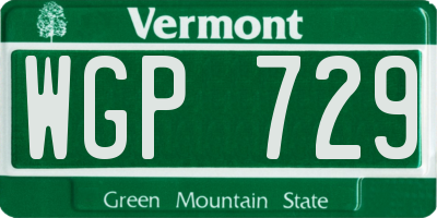 VT license plate WGP729