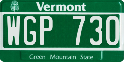 VT license plate WGP730