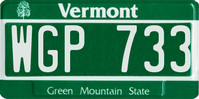VT license plate WGP733