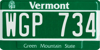 VT license plate WGP734
