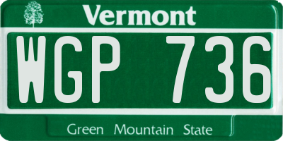 VT license plate WGP736