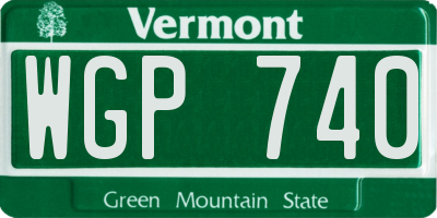 VT license plate WGP740