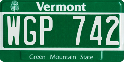 VT license plate WGP742