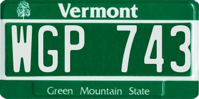 VT license plate WGP743