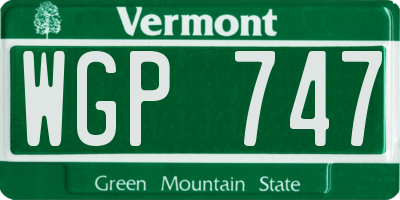 VT license plate WGP747