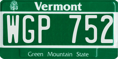 VT license plate WGP752