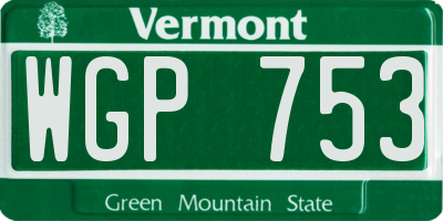 VT license plate WGP753