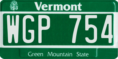 VT license plate WGP754