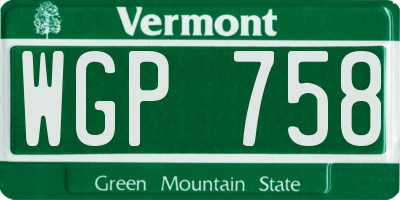 VT license plate WGP758