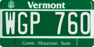 VT license plate WGP760