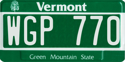 VT license plate WGP770