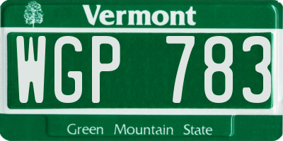 VT license plate WGP783