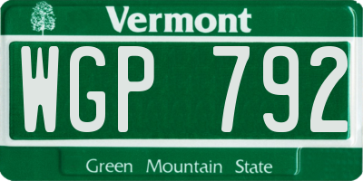 VT license plate WGP792