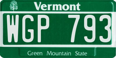 VT license plate WGP793