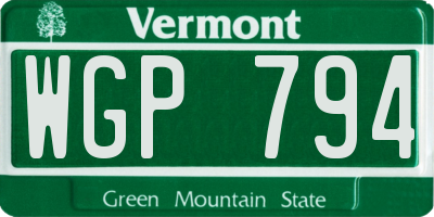 VT license plate WGP794
