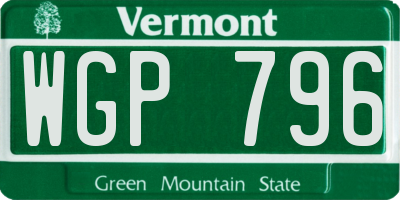 VT license plate WGP796