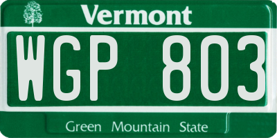 VT license plate WGP803