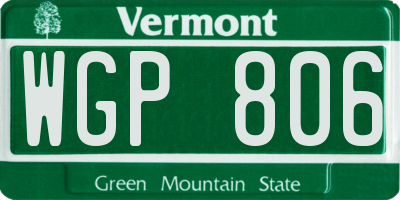 VT license plate WGP806
