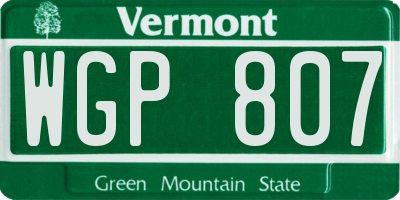 VT license plate WGP807