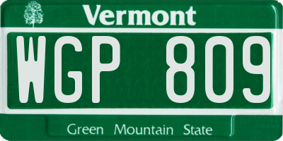 VT license plate WGP809
