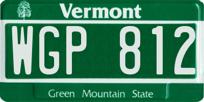 VT license plate WGP812