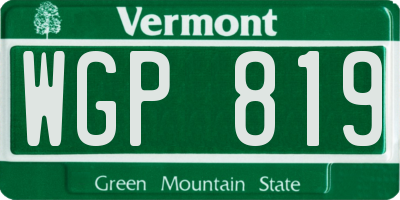 VT license plate WGP819