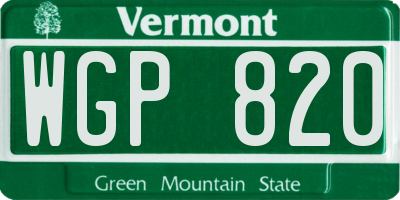 VT license plate WGP820