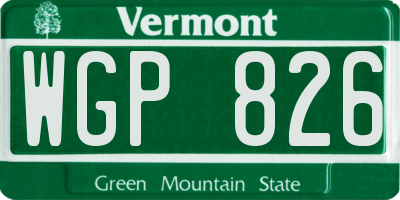 VT license plate WGP826