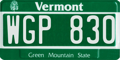 VT license plate WGP830