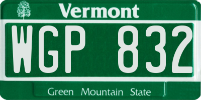 VT license plate WGP832