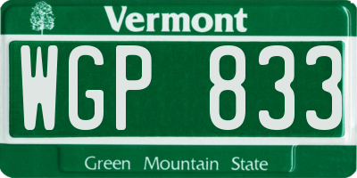VT license plate WGP833