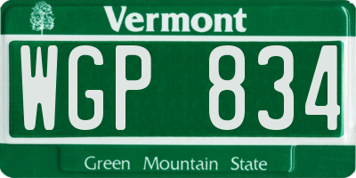 VT license plate WGP834