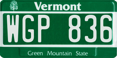 VT license plate WGP836
