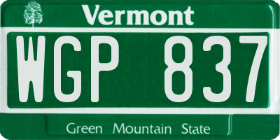 VT license plate WGP837