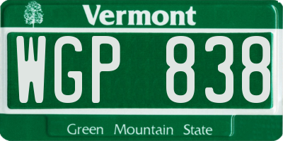 VT license plate WGP838