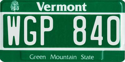 VT license plate WGP840