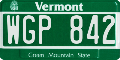 VT license plate WGP842