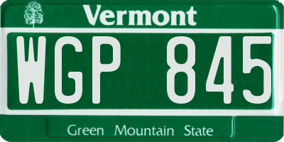 VT license plate WGP845