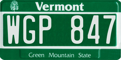 VT license plate WGP847