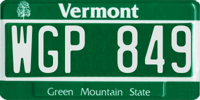 VT license plate WGP849