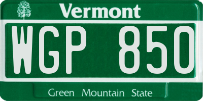 VT license plate WGP850