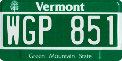 VT license plate WGP851