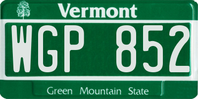 VT license plate WGP852